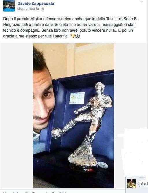 Zappacosta inserito nella Top 11 di B. Il terzino biancoverde ringrazia tutti sui social network