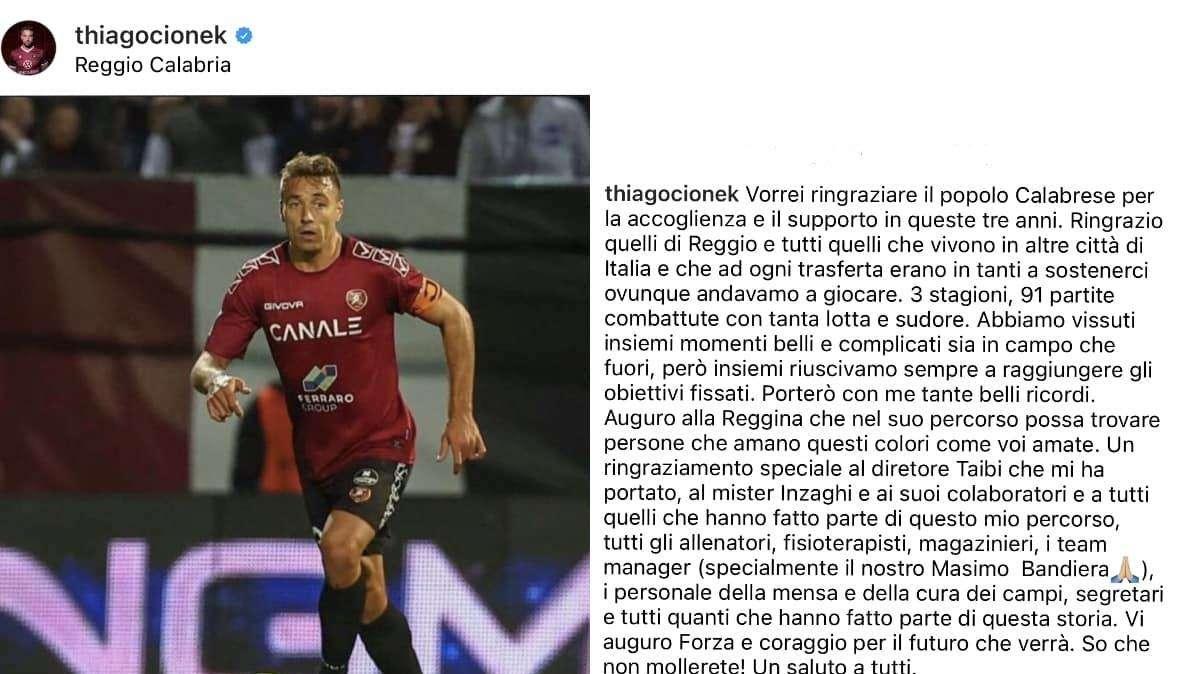 Cionek verso l'Avellino, saluti alla Reggina: "Grazie per l'accoglienza e il supporto in questi tre anni"