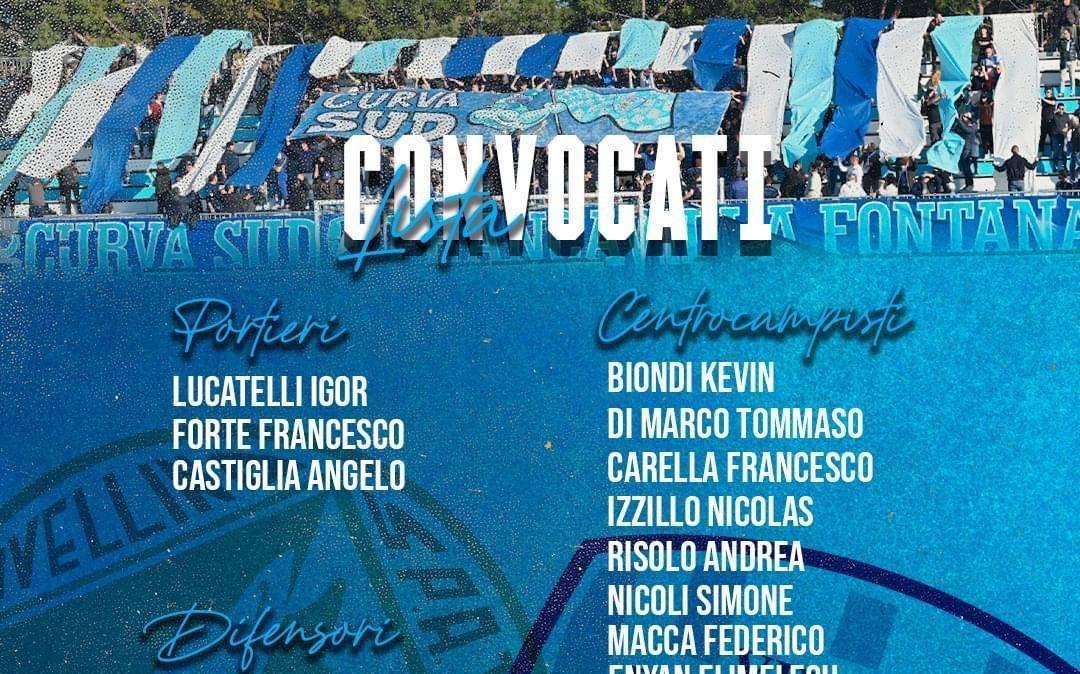 Virtus Francavilla, i convocati di Villa per Avellino