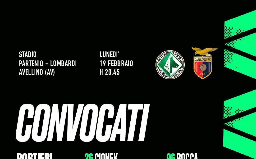 Avellino-Casertana, i convocati dell'Avellino: si ferma Tito
