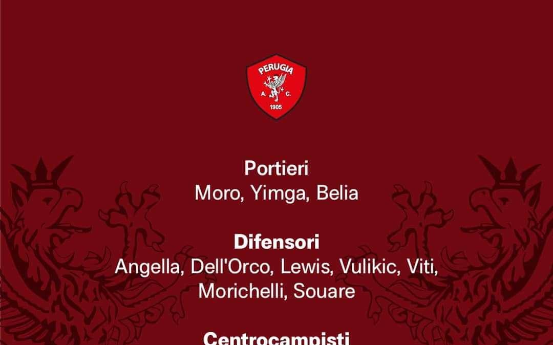 Perugia, i convocati per il ritiro. Non c'è Cancellieri