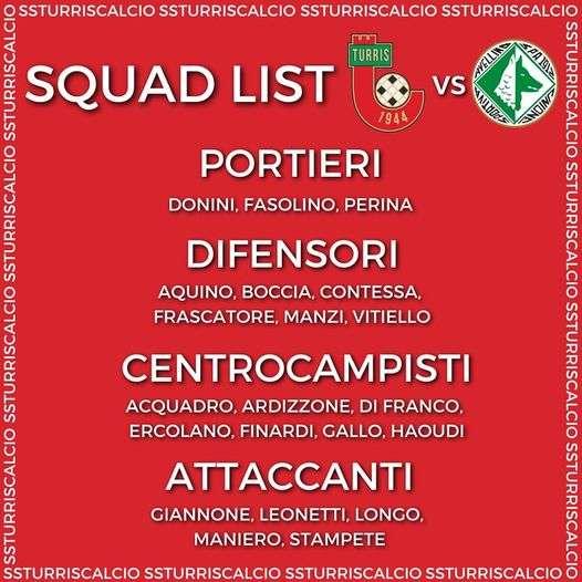 Turris, l'elenco dei convocati: out in 5 compreso l'ex Santaniello