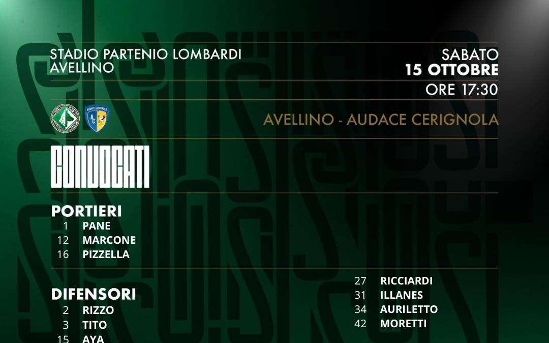 Avellino, i convocati per la gara con il Cerignola. Zanandrea out insieme ai soliti noti