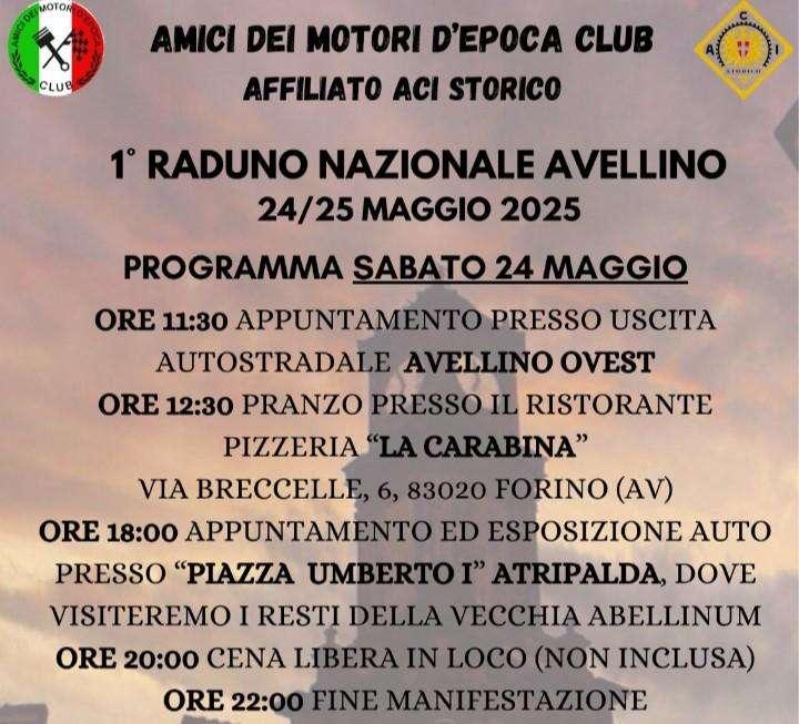 Avellino, il 24 e 25 maggio I° Raduno Nazionale dei Motori d'epoca