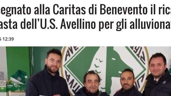 Consegnato alla Caritas di Benevento il ricavato dell’asta dell’U.S. Avellino per gli alluvionati del Sannio