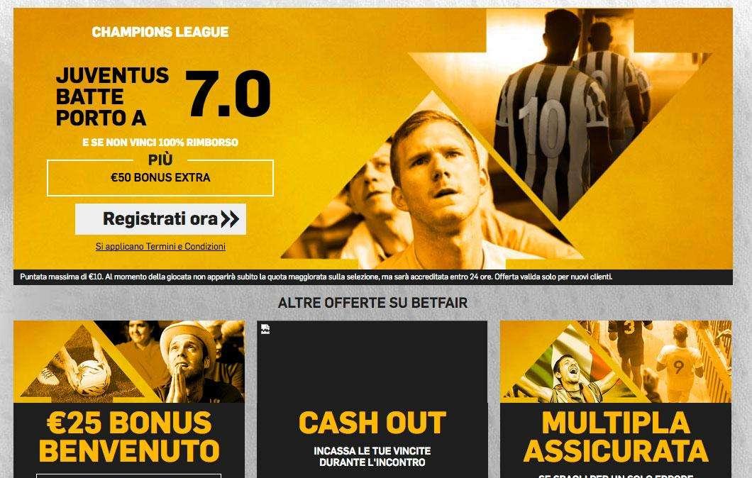 Betfair, vittoria della Juve a 7 e altre promozioni per i nostri lettori
