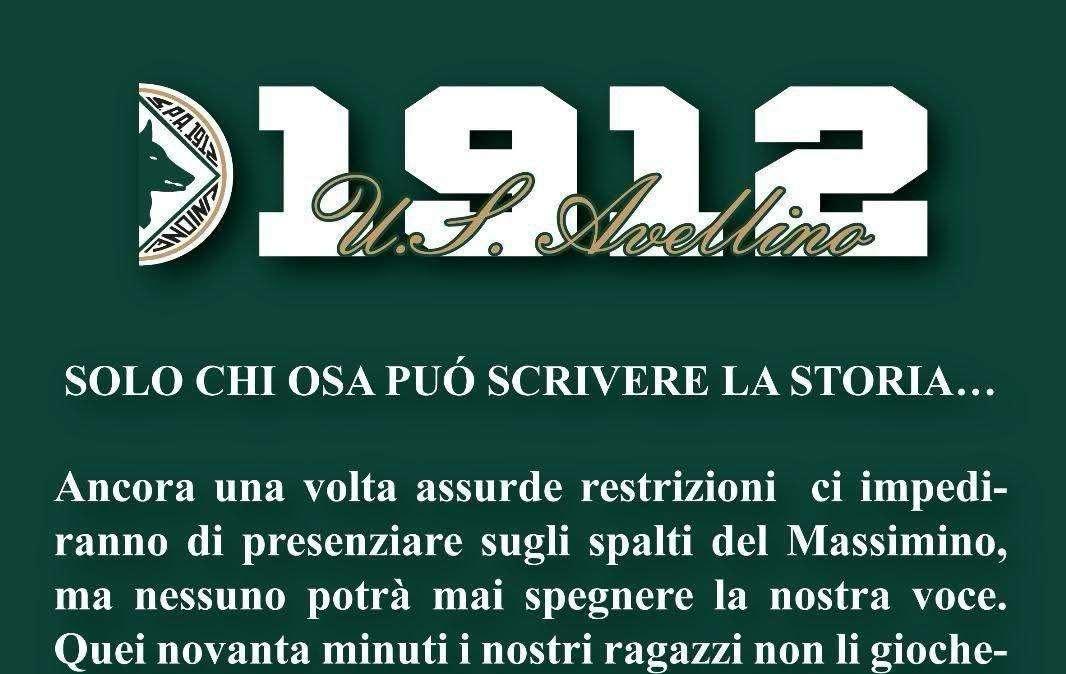 La Curva Sud invita la tifoseria biancoverde: "Sabato tutti nel piazzale antistante la Montevergine, alla squadra il nostro sostegno"
