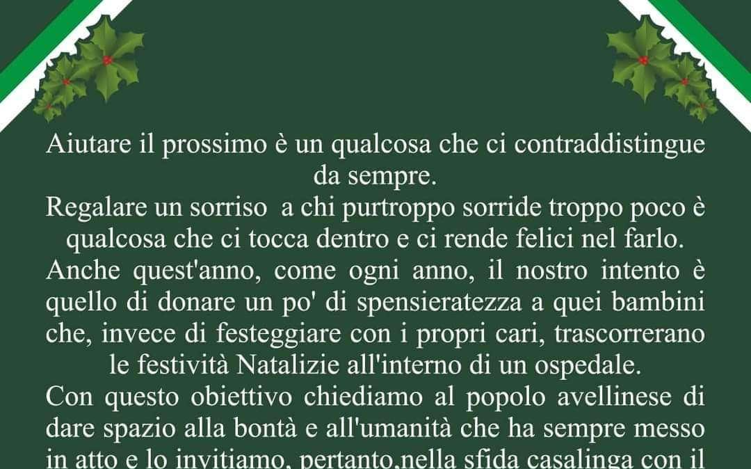 L'iniziativa della Curva Sud, regalare giocattoli per i bambini malati: "Forza Irpinia, scendi in campo con la tua bontà"