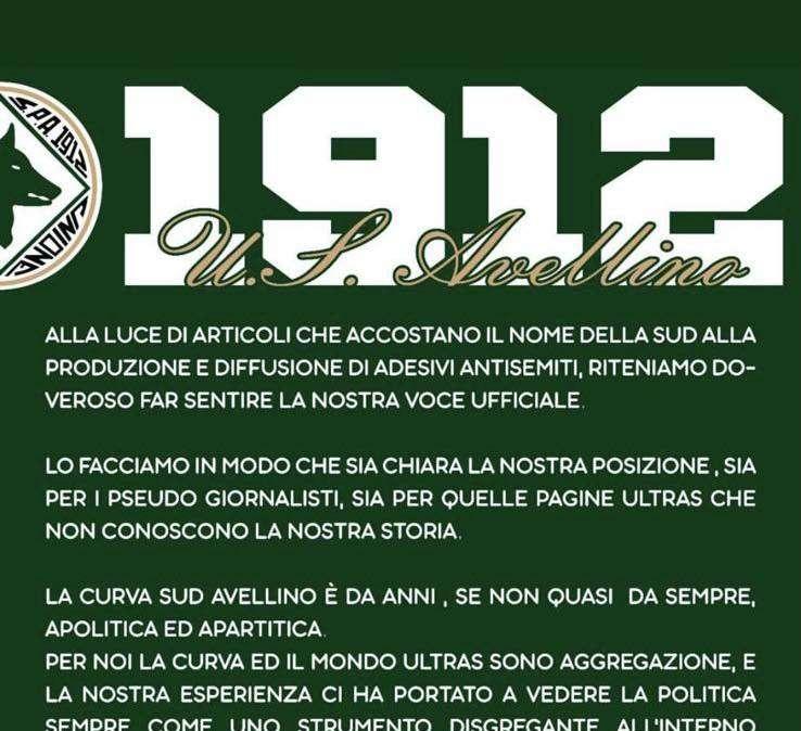 Il comunicato della Curva Sud: "Prendiamo le distanze da chi ha pubblicato e prodotto la notizia di volantini antisemiti. Condanniamo chi ha attaccato la nostra curva"