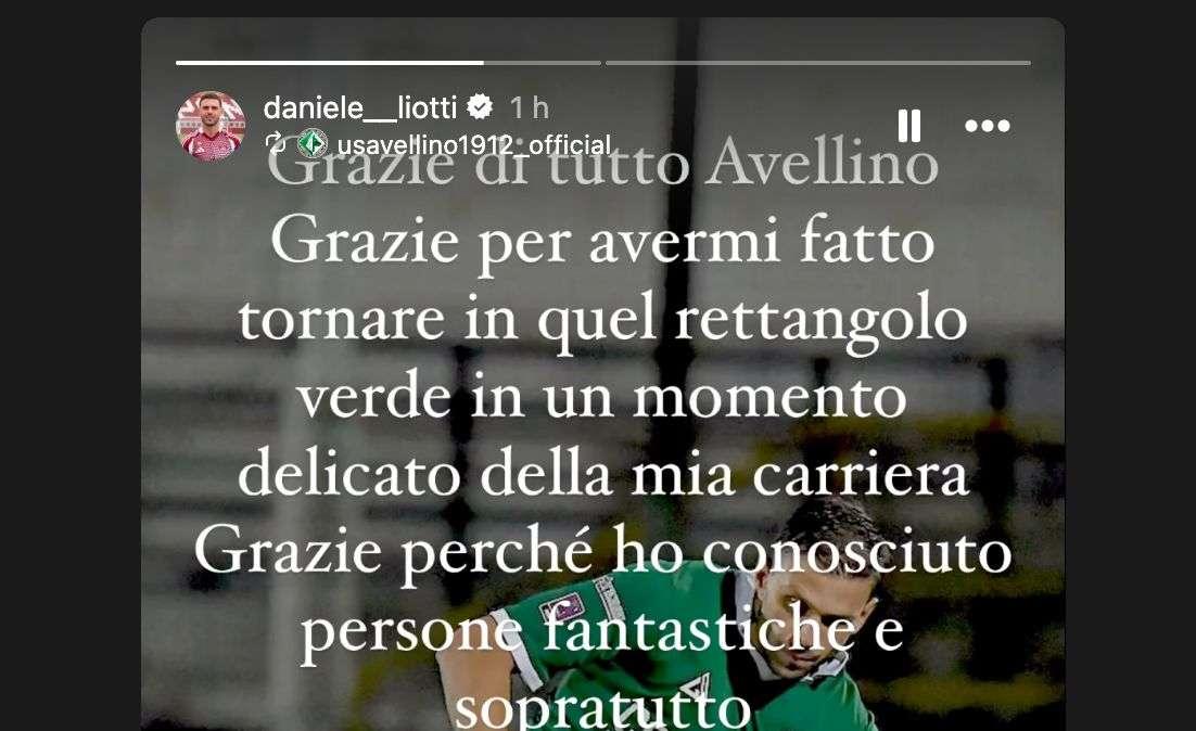 Liotti saluta l'Avellino: "Grazie per le bellissime emozioni"