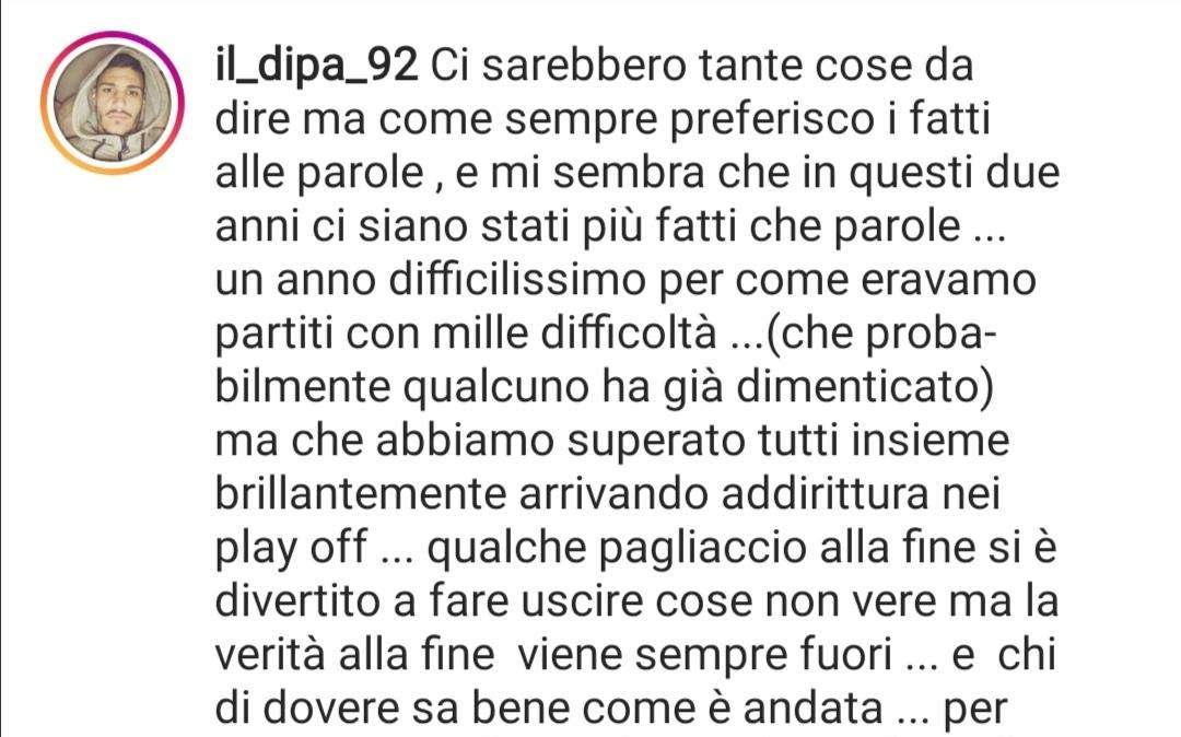 Di Paolantonio ringrazia tutti, ma non Capuano e Di Somma: "Qualche pagliaccio ha detto cose non vere"