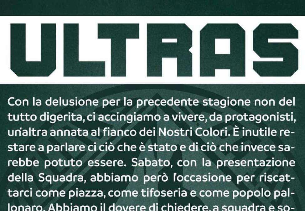 Il comunicato degli Ultras Avellino: "Chiederemo a società e calciatori di essere all'altezza di questa piazza"