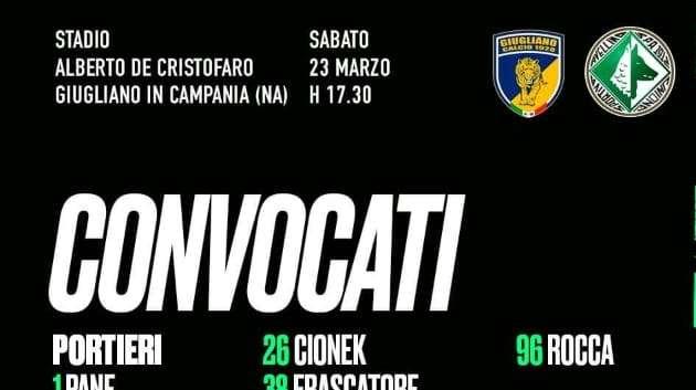 Avellino, i convocati di Pazienza per Giugliano