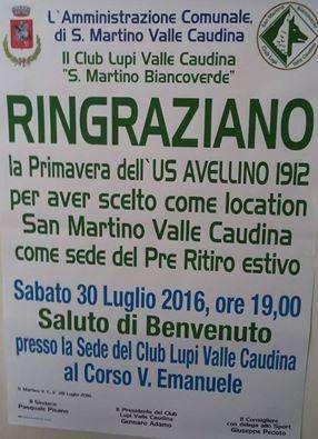 Primavera, pre ritiro a San Martino: i ringraziamenti dell'Avellino
