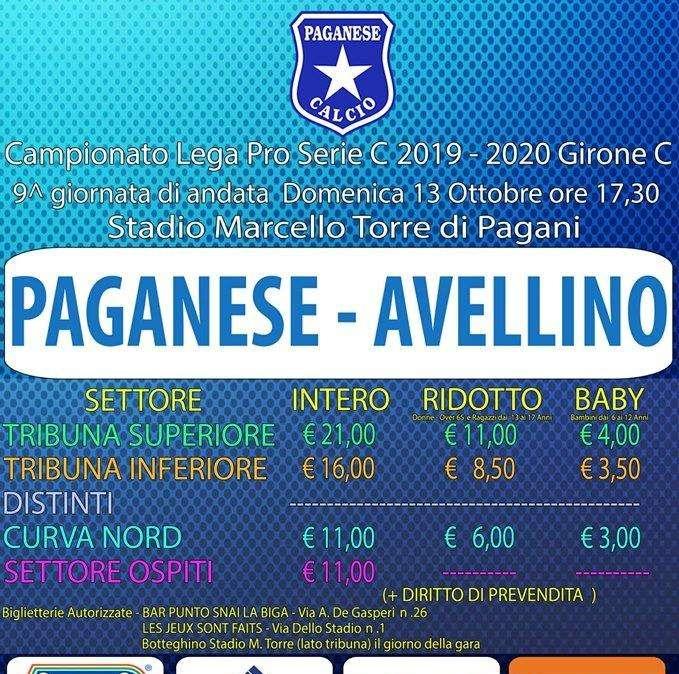 Paganese-Avellino, ecco le info di prevendita