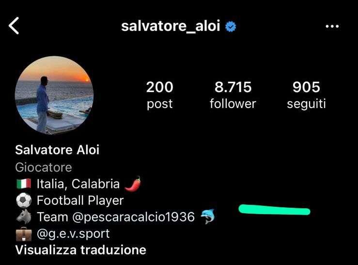 Aloi al Pescara: il calciatore si autoufficializza sui social. Si attendono solo i comunicati
