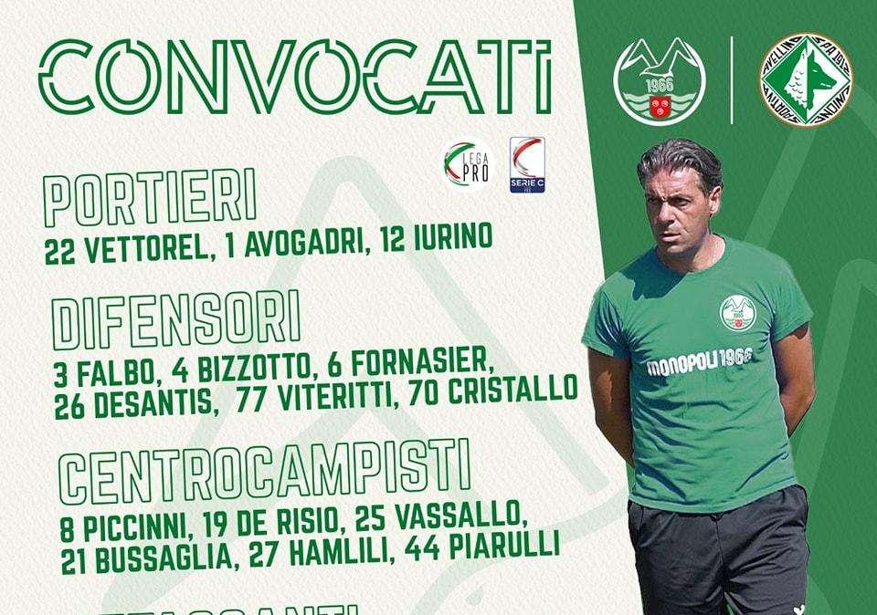 Monopoli, i convocati di Laterza: assente un ex Avellino