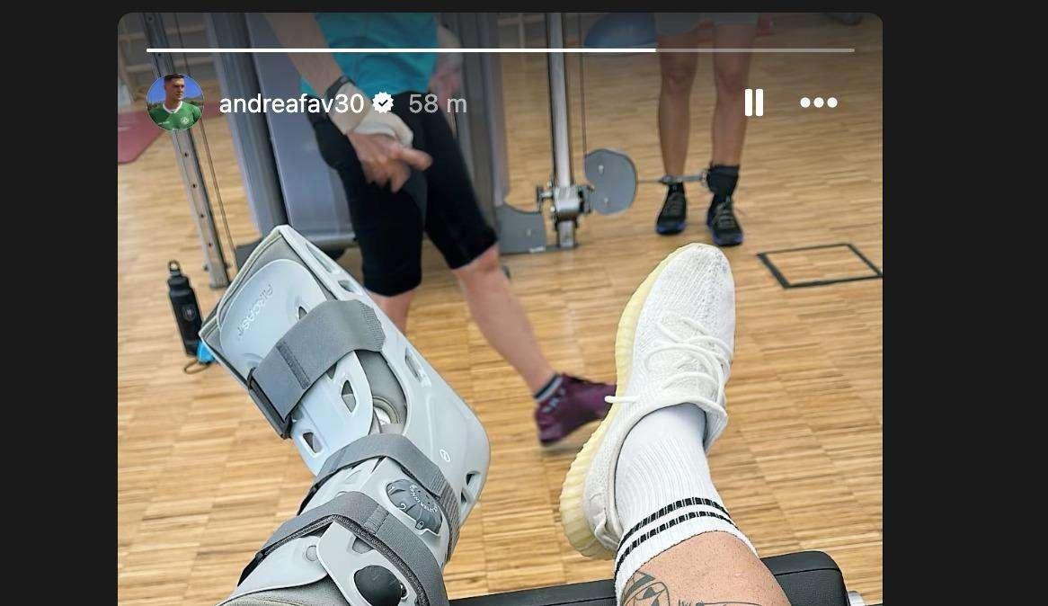 FOTO - "Start", così Favilli annuncia l'inizio della riabilitazione