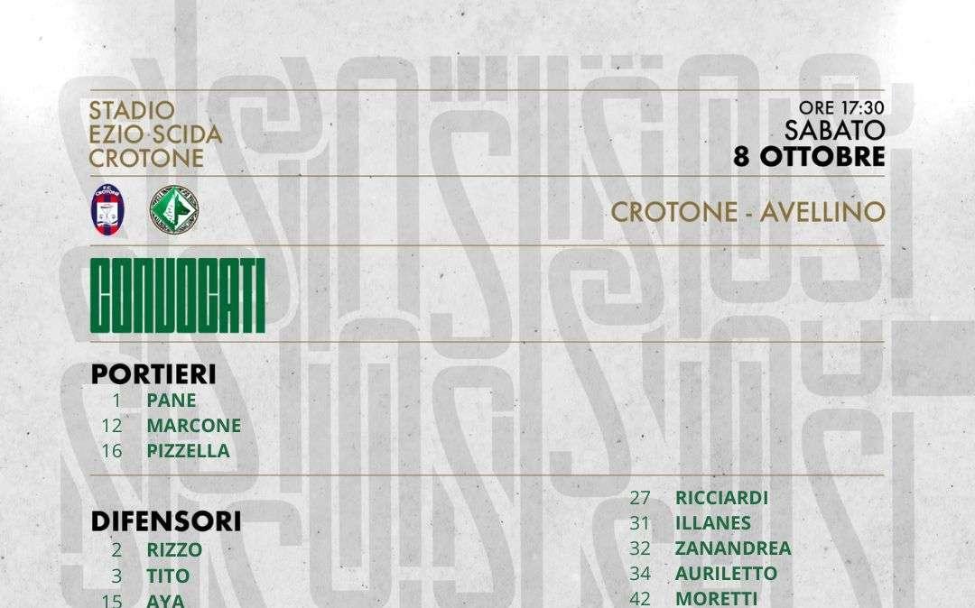 Avellino, i convocati di Taurino per Crotone. Ancora out Di Gaudio, Kanoute e Guadagni