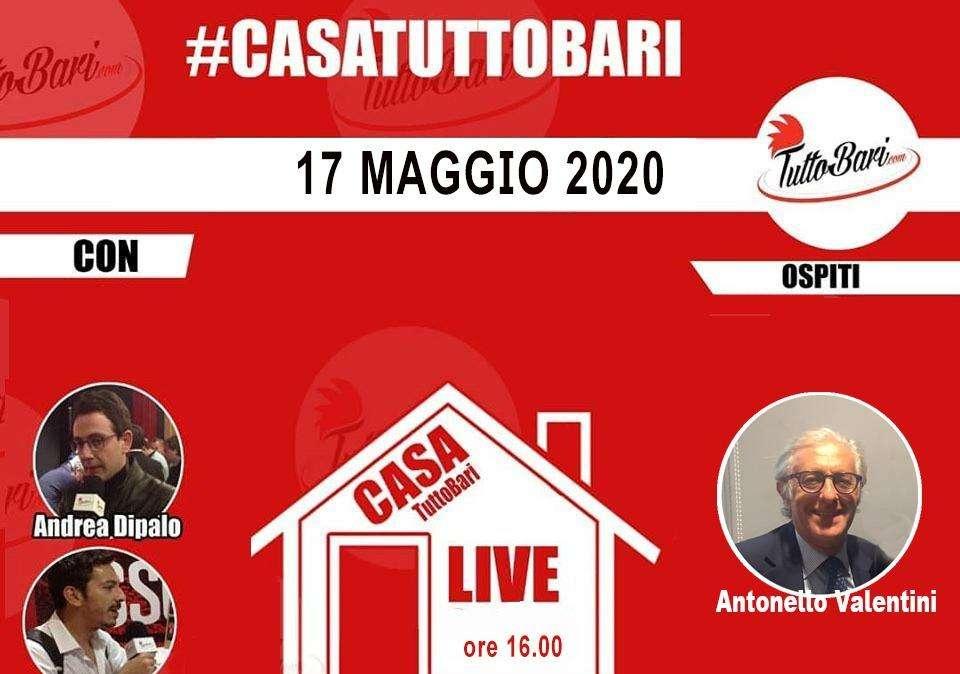 #CasaTuttoBari, alle 16 in diretta: ripresa campionati e incognite sul protocollo sicurezza. Ospiti: l'ex FIGC, Antonello Valentini. Segui qui il programma...