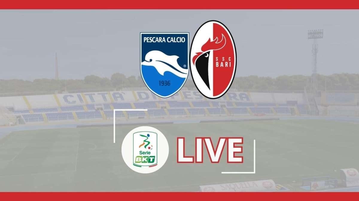 Pescara-Bari 4-0: partita a senso unico. Notte fonda per il Bari. Rivivi il Live