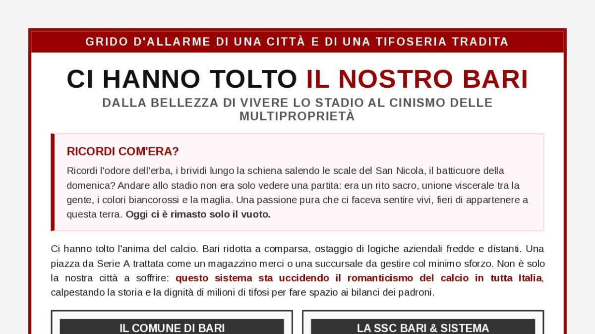 "Bari merita rispetto". Nuova mobilitazione di protesta