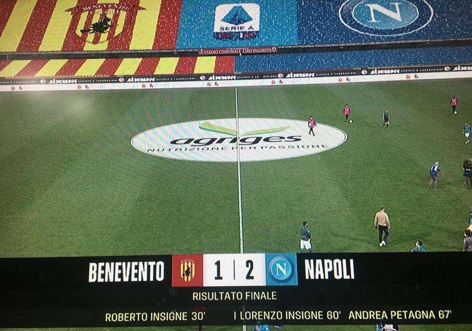 BENEVENTO - NAPOLI 1-2: ROBY INSIGNE ILLUDE I SANNITI, LORENZO I. E PETAGNA REGALANO IL DERBY AGLI AZZURRI