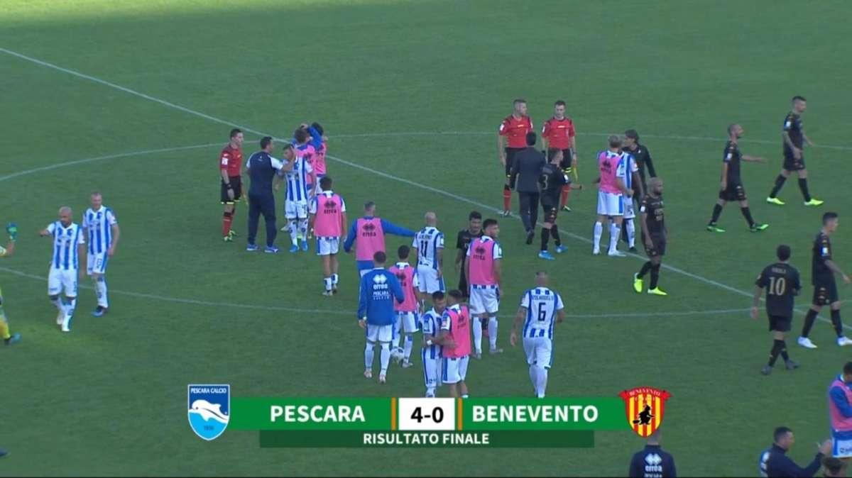 PESCARA - BENEVENTO 4-0: GIALLOROSSI MAI IN PARTITA