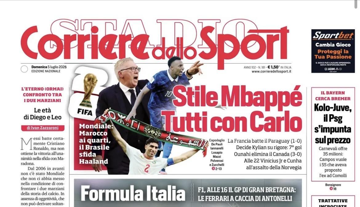 Rassegna stampa Le prime pagine dei quotidiani sportivi