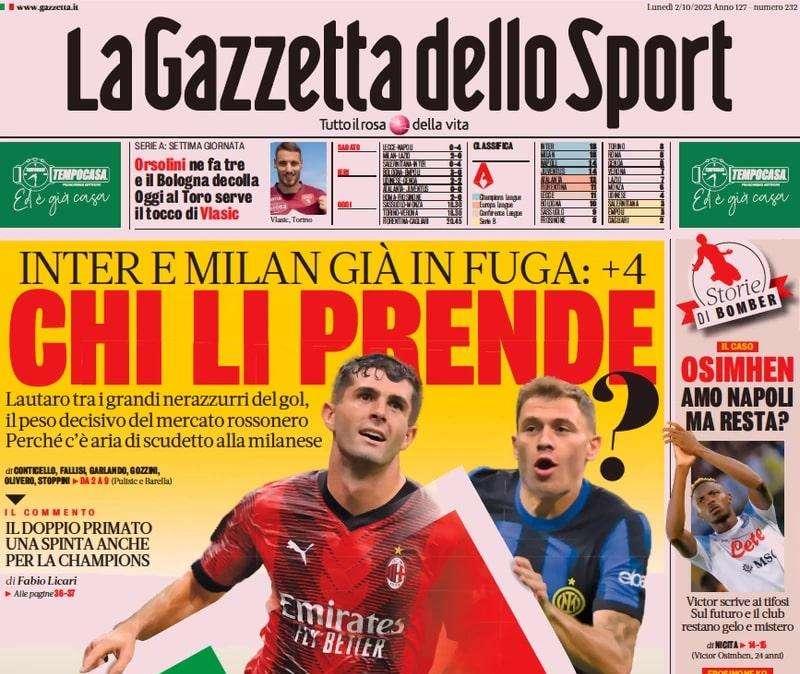 La Gazzetta dello Sport: "Torres scatenata: 6 su 6 | Chiricò-Di Carmine show"
