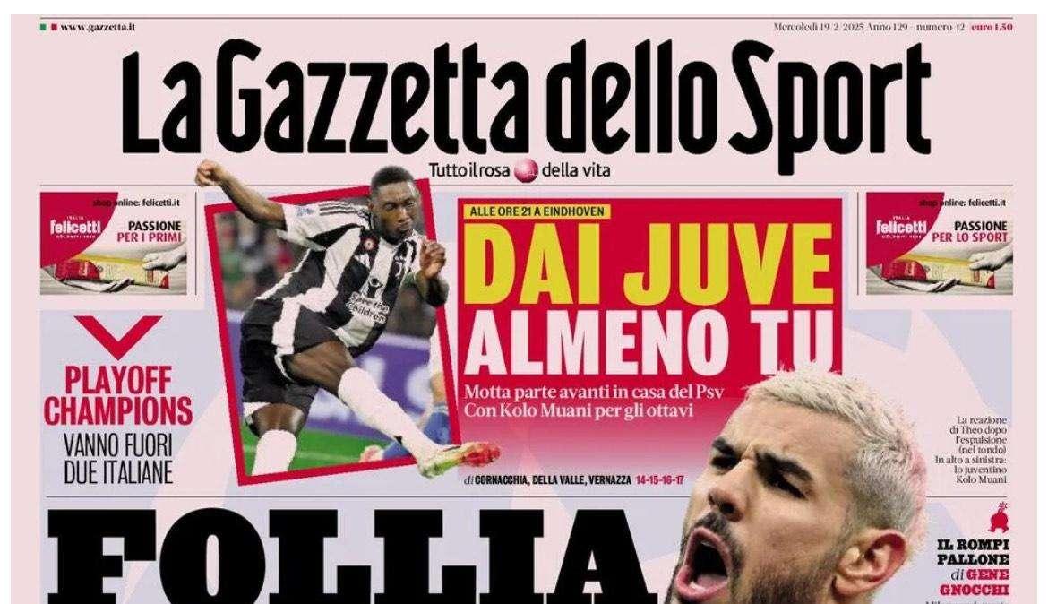 Rassegna stampa Le prime pagine dei quotidiani sportivi