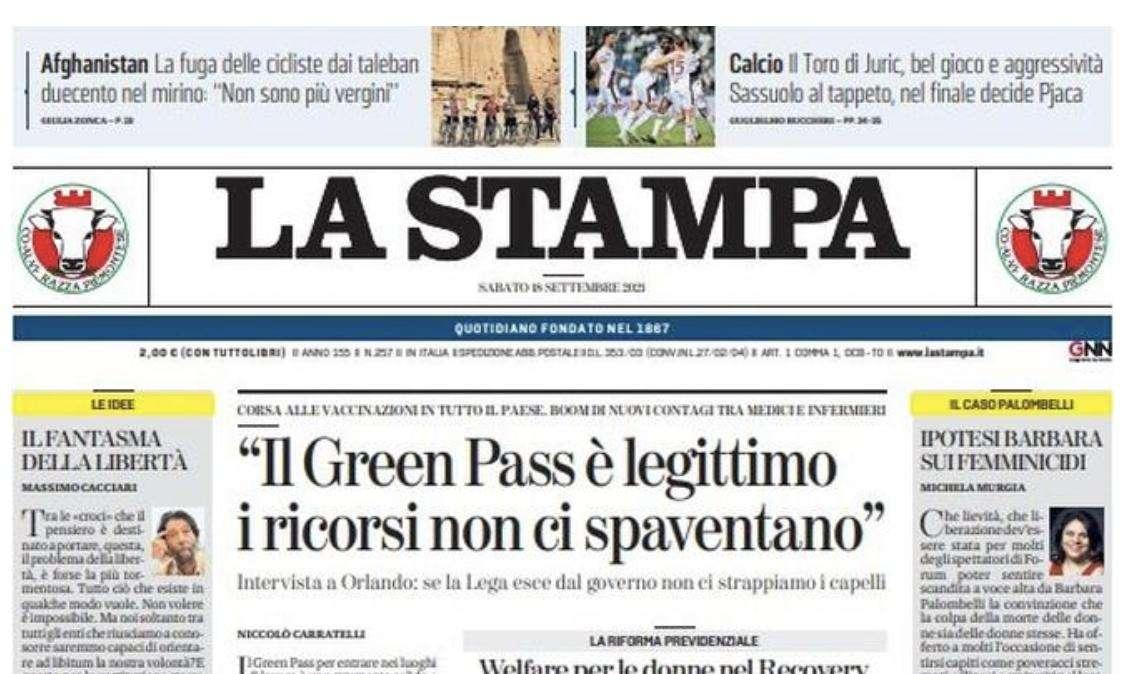 La Stampa: "La Pro degli alter ego imbarazza Scienza"