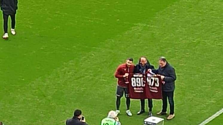 FOTONOTIZIA TC - Reggiana, Venturi premiato da Facciolo per record imbattibilità