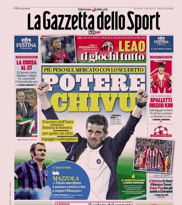 Rassegna stampa Le prime pagine dei quotidiani sportivi