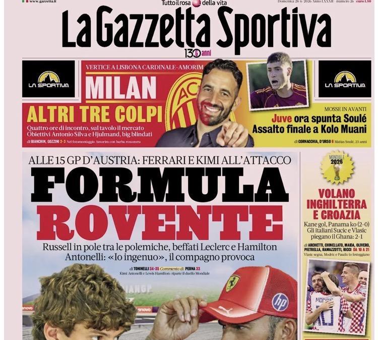 Rassegna stampa Le prime pagine dei quotidiani sportivi
