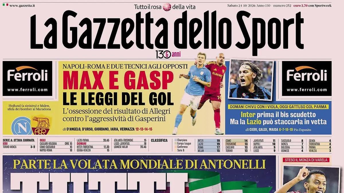 Rassegna stampa Le prime pagine dei quotidiani sportivi