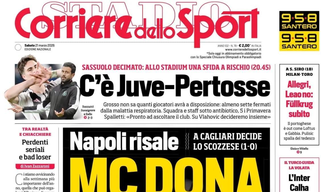 Corriere dello Sport: "Sorriso Torres, buon punto a Perugia"