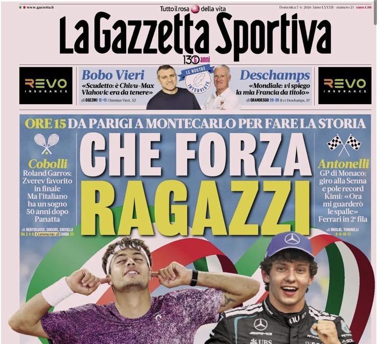 Rassegna stampa Le prime pagine dei quotidiani sportivi