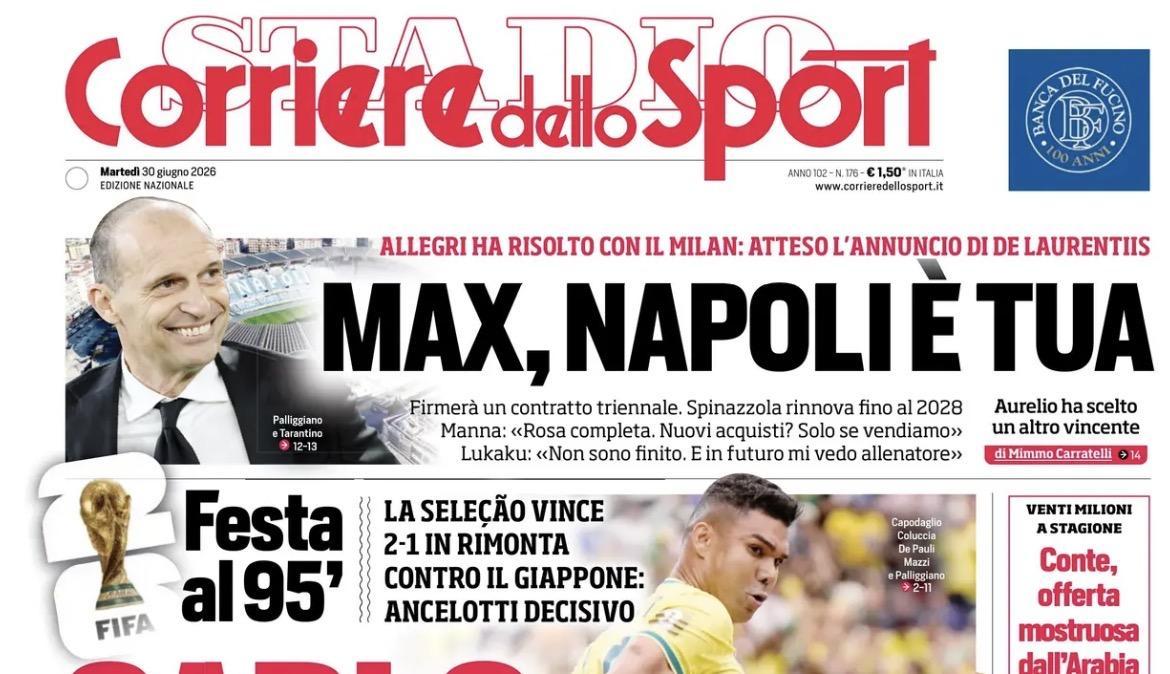 Rassegna stampa Le prime pagine dei quotidiani sportivi