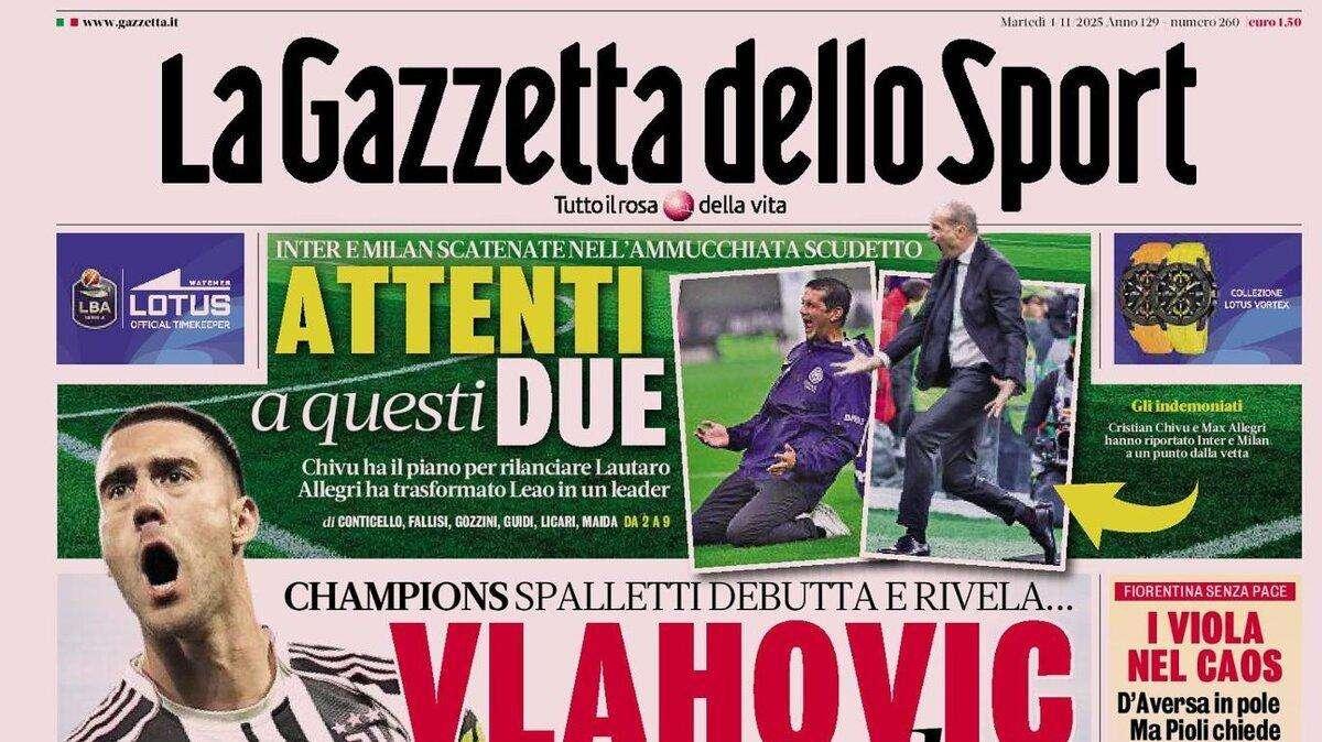 Champions, Spalletti debutta e rivela: "Vlahovic vuole la Juve". L'apertura della Gazzetta