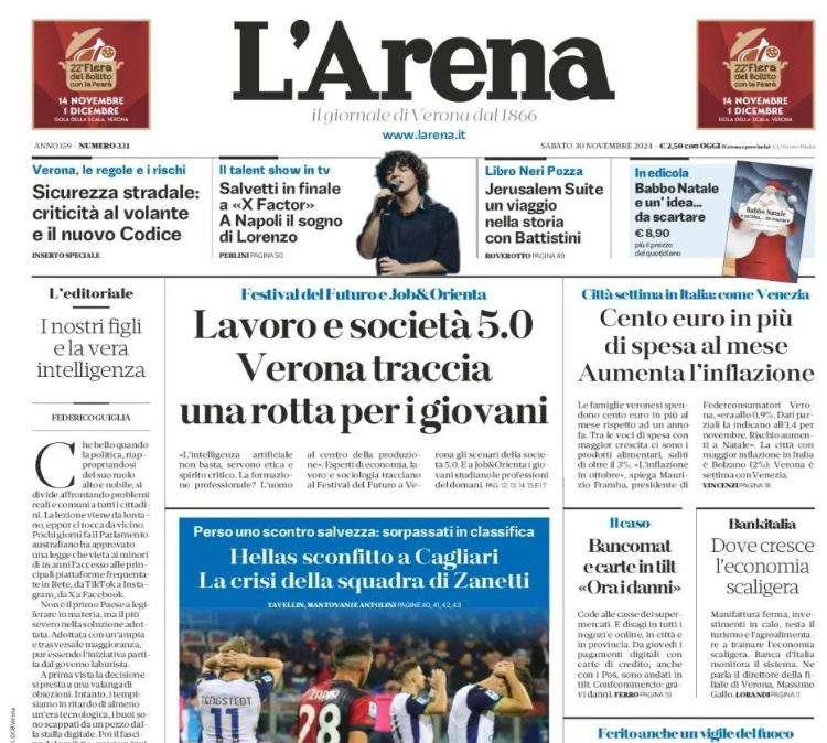 L'Arena - Hellas sconfitto a Cagliari. La crisi della squadra di Zanetti