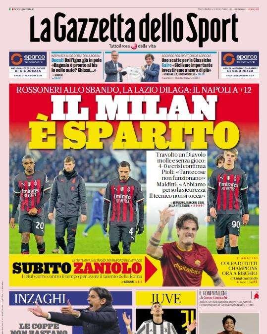 Gazzetta - Il Milan è sparito