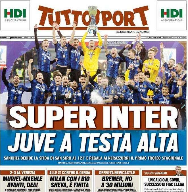 Tuttosport - Super Inter, Juve a testa alta