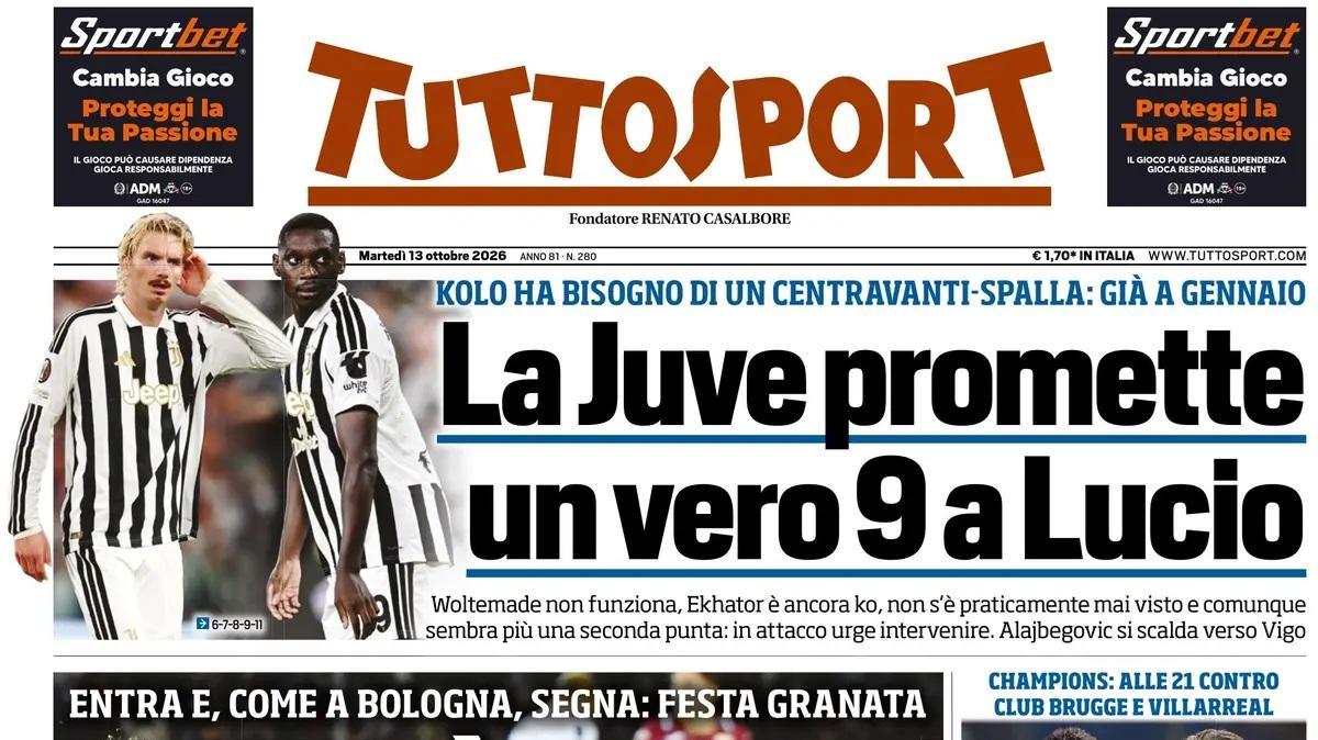 Tra campo e mercato, apertura Tuttosport: "Sì, Toro! Ci vuole Kulenovic. La Juve promette un vero 9 a Lucio"