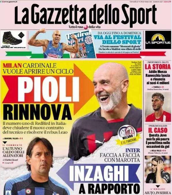 Gazzetta - Pioli rinnova