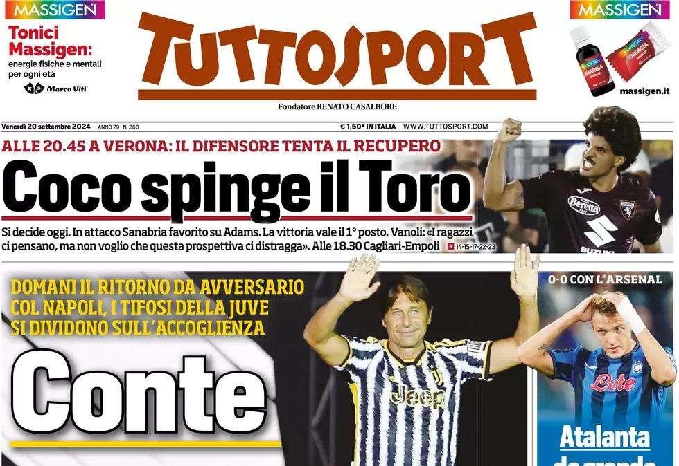 Tuttosport - Conte spacca lo Stadium