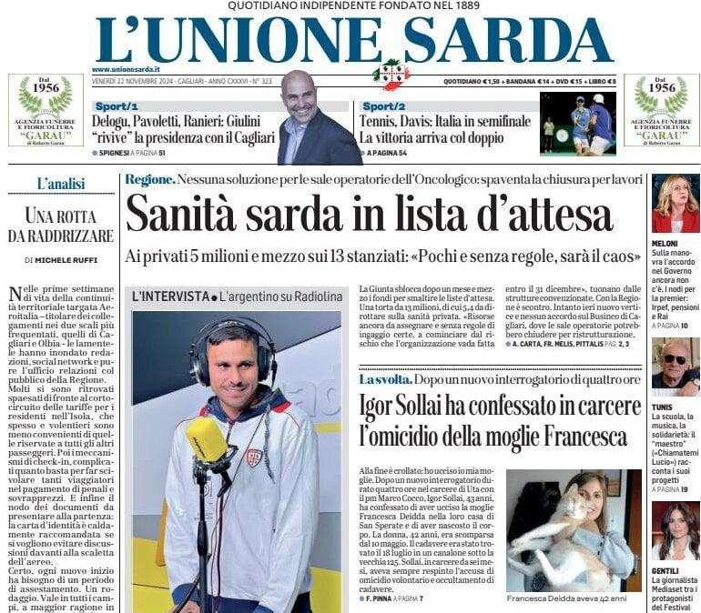 L'Unione Sarda - Delogu, Pavoletti, Ranieri: Giulini 'rivive' la presidenza con il Cagliari