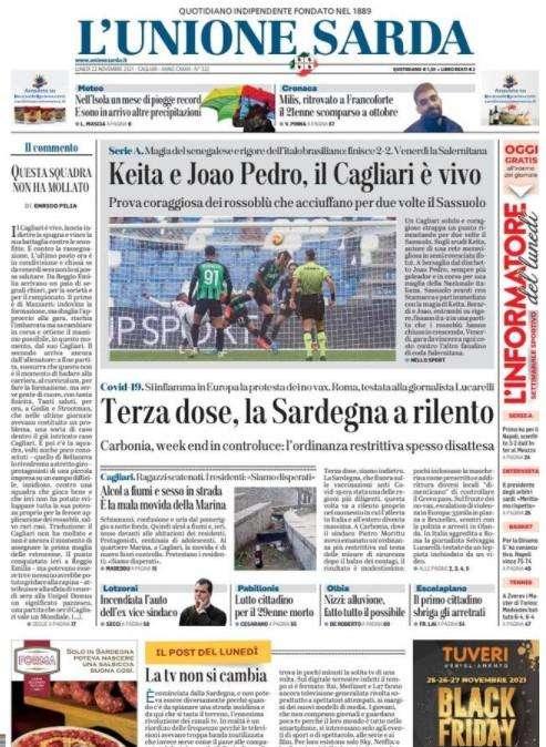 L'Unione Sarda - Keita e Joao Pedro, il Cagliari è vivo