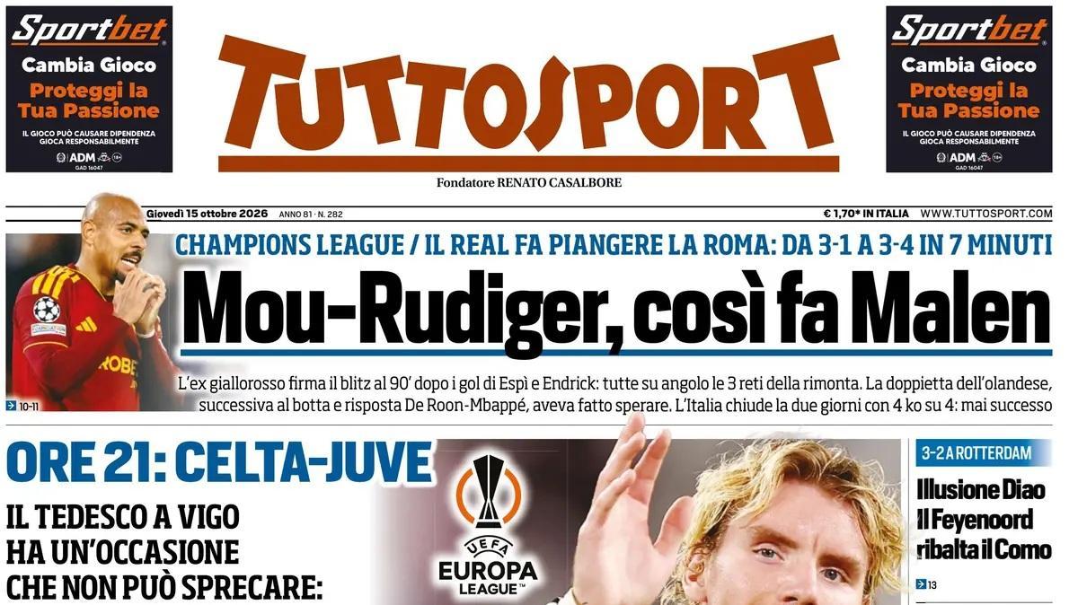 Juve, a Vigo chance per il tedesco. Tuttosport: ""Wolte svolti?"