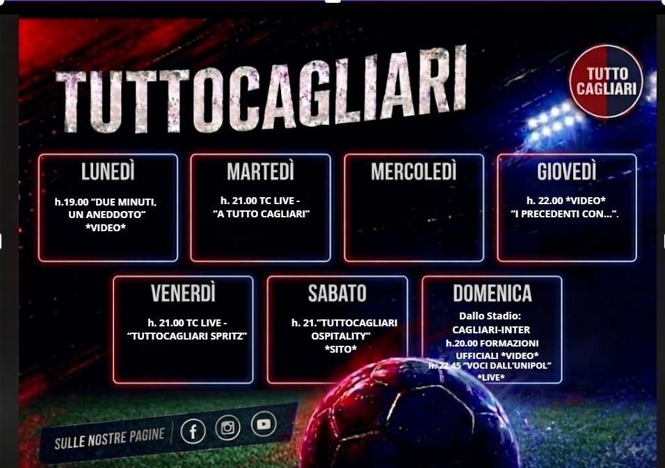 TuttoCagliari - Il planning della settimana. Torna "Due minuti, un aneddoto"